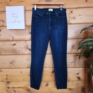 L’AGENCE Margot Skinny High Rise Crop Jean in Marino Blue Stretch USA Sz 31 X26"